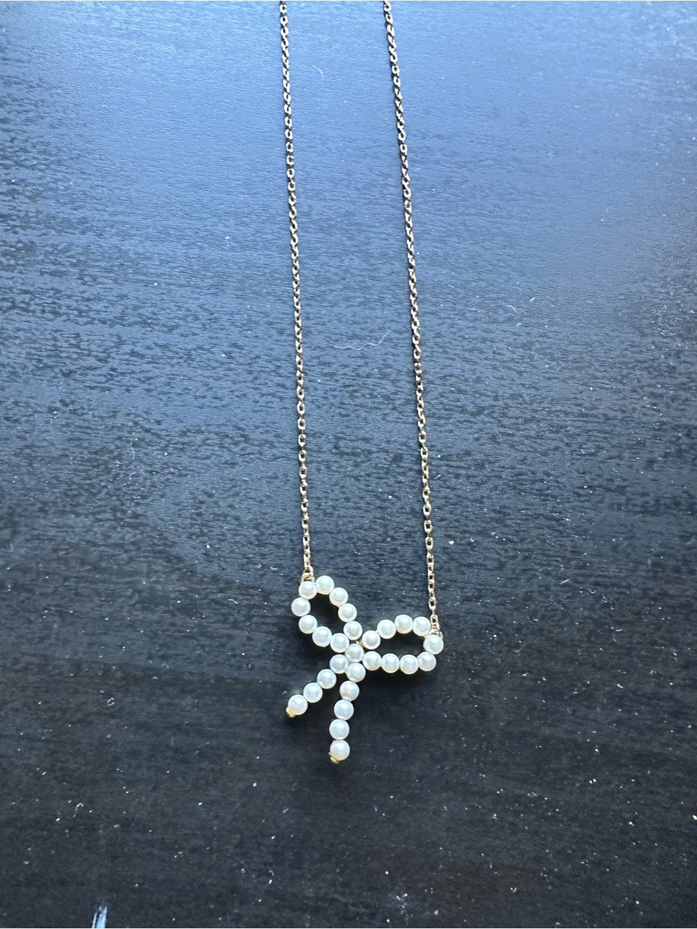 Delicate Pearl Bow Pendant Necklace - White